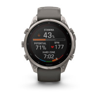 Смарт-часы Garmin Fenix 9 Pro 47 мм Solar Титановый с галечно-серым/серебристо-серым силиконовым ремешком