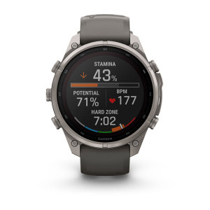 Смарт-годинник Garmin Fenix 9 Pro 47 мм Solar Титановий з галечно-сірим/сріблясто-сірим силіконовим ремінцем