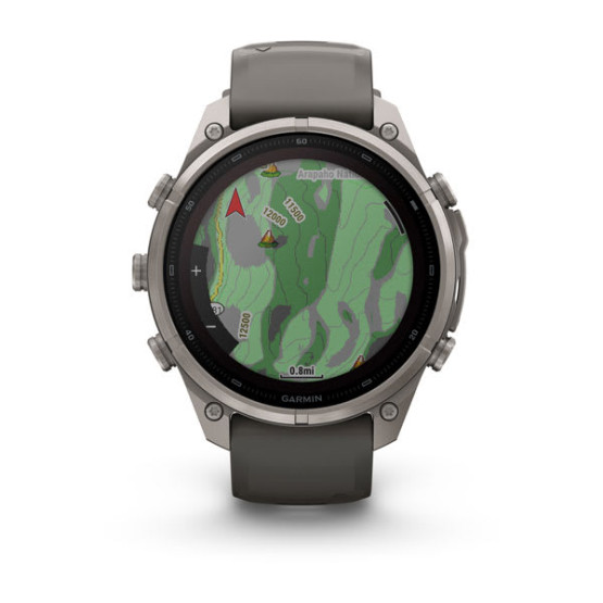 Смарт-годинник Garmin Fenix 9 Pro 47 мм Solar Титановий з галечно-сірим/сріблясто-сірим силіконовим ремінцем