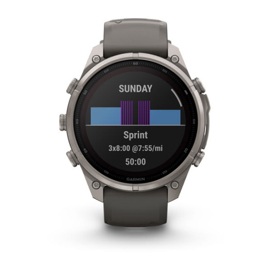 Смарт-годинник Garmin Fenix 9 Pro 47 мм Solar Титановий з галечно-сірим/сріблясто-сірим силіконовим ремінцем