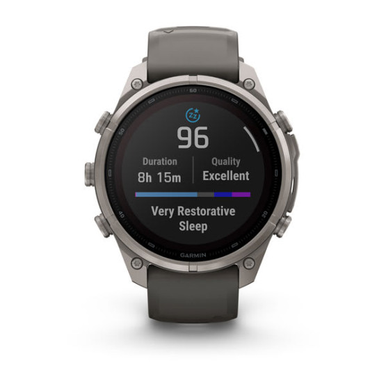 Смарт-годинник Garmin Fenix 9 Pro 47 мм Solar Титановий з галечно-сірим/сріблясто-сірим силіконовим ремінцем