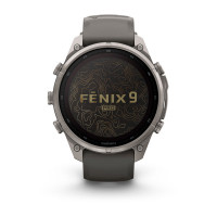 Смарт-часы Garmin Fenix 9 Pro 47 мм Solar Титановый с галечно-серым/серебристо-серым силиконовым ремешком