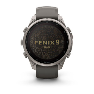 Смарт-годинник Garmin Fenix 9 Pro 47 мм Solar Титановий з галечно-сірим/сріблясто-сірим силіконовим ремінцем