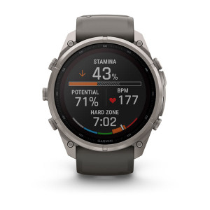 Смарт-годинник Garmin Fenix 9 Pro 51 мм Solar inReach Титановий з галечно-сірим/сріблясто-сірим силіконовим ремінцем