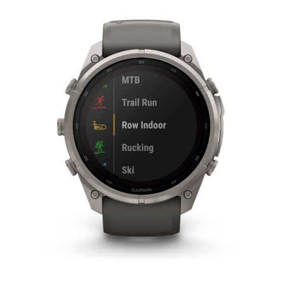 Смарт-годинник Garmin Fenix 9 Pro 51 мм Solar inReach Титановий з галечно-сірим/сріблясто-сірим силіконовим ремінцем