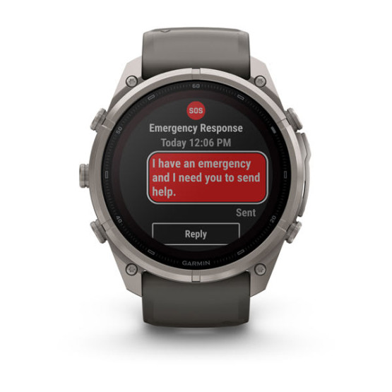 Смарт-годинник Garmin Fenix 9 Pro 51 мм Solar inReach Титановий з галечно-сірим/сріблясто-сірим силіконовим ремінцем