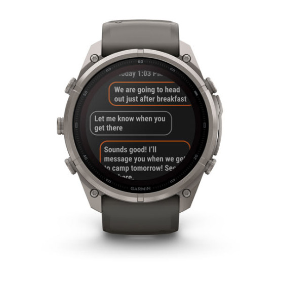 Смарт-годинник Garmin Fenix 9 Pro 51 мм Solar inReach Титановий з галечно-сірим/сріблясто-сірим силіконовим ремінцем