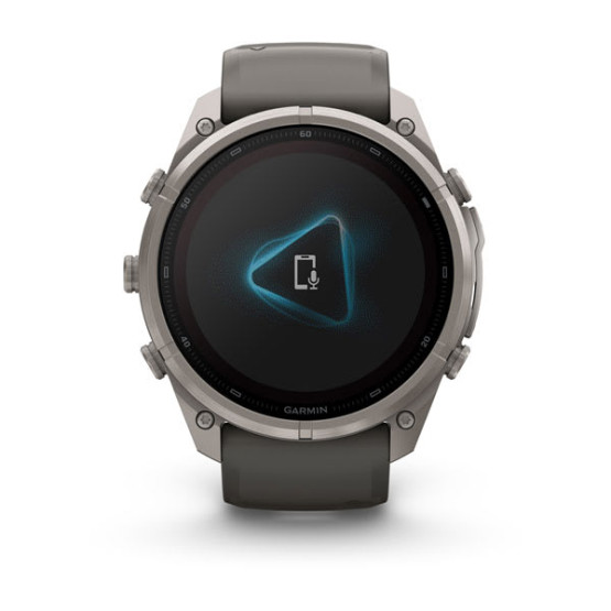 Смарт-годинник Garmin Fenix 9 Pro 51 мм Solar inReach Титановий з галечно-сірим/сріблясто-сірим силіконовим ремінцем