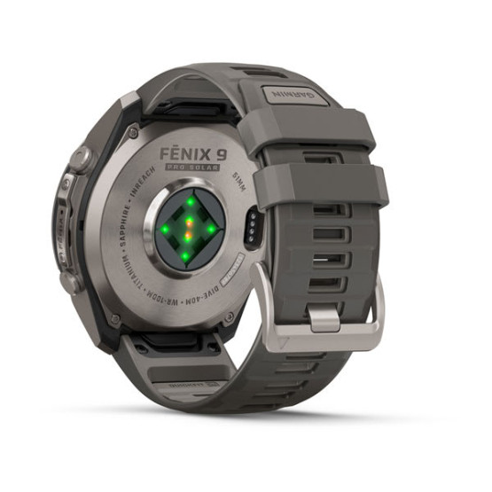 Смарт-годинник Garmin Fenix 9 Pro 51 мм Solar inReach Титановий з галечно-сірим/сріблясто-сірим силіконовим ремінцем