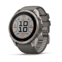 Смарт-годинник Garmin Fenix 9 Pro 51 мм Solar Титановий з галечно-сірим/сріблясто-сірим силіконовим ремінцем