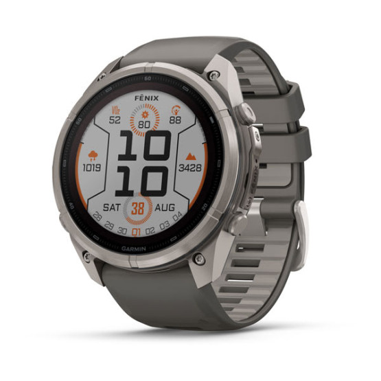 Смарт-годинник Garmin Fenix 9 Pro 51 мм Solar Титановий з галечно-сірим/сріблясто-сірим силіконовим ремінцем