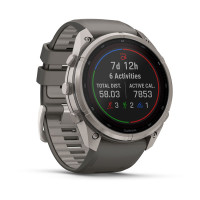 Смарт-годинник Garmin Fenix 9 Pro 51 мм Solar Титановий з галечно-сірим/сріблясто-сірим силіконовим ремінцем