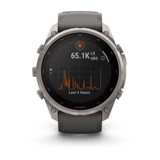 Смарт-годинник Garmin Fenix 9 Pro 51 мм Solar Титановий з галечно-сірим/сріблясто-сірим силіконовим ремінцем
