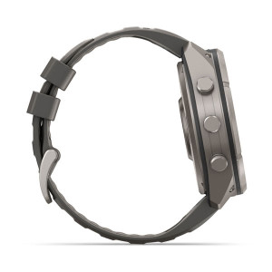Смарт-годинник Garmin Fenix 9 Pro 51 мм Solar Титановий з галечно-сірим/сріблясто-сірим силіконовим ремінцем