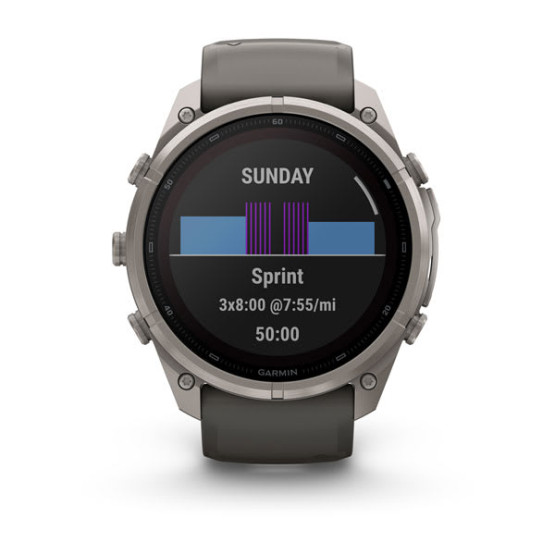 Смарт-годинник Garmin Fenix 9 Pro 51 мм Solar Титановий з галечно-сірим/сріблясто-сірим силіконовим ремінцем