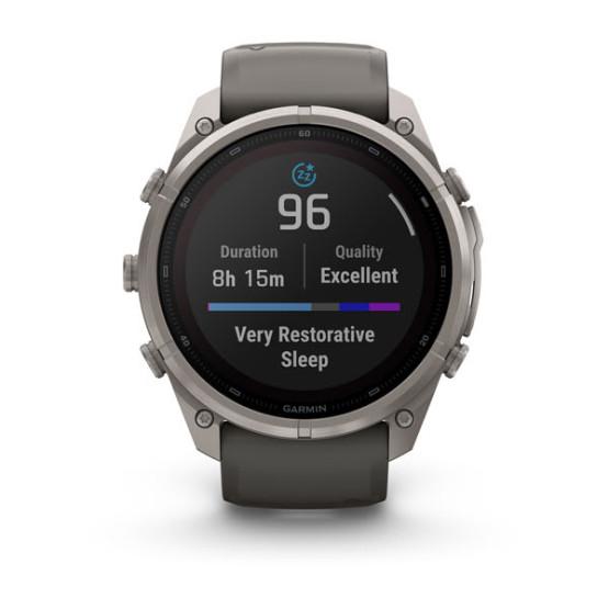 Смарт-годинник Garmin Fenix 9 Pro 51 мм Solar Титановий з галечно-сірим/сріблясто-сірим силіконовим ремінцем