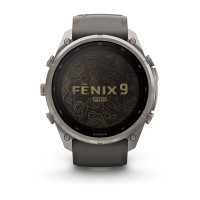 Смарт-годинник Garmin Fenix 9 Pro 51 мм Solar Титановий з галечно-сірим/сріблясто-сірим силіконовим ремінцем