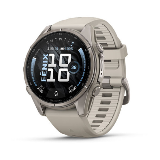 Смарт-годинник Garmin Fenix 9 43 мм AMOLED Титановий з туманно-сірим силіконовим ремінцем