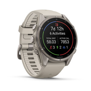 Смарт-годинник Garmin Fenix 9 43 мм AMOLED Титановий з туманно-сірим силіконовим ремінцем