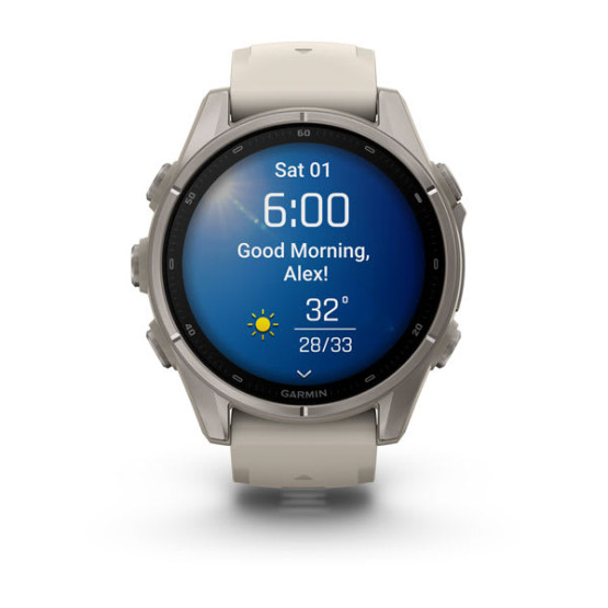 Смарт-годинник Garmin Fenix 9 43 мм AMOLED Титановий з туманно-сірим силіконовим ремінцем