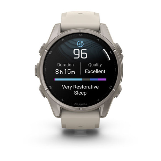 Смарт-годинник Garmin Fenix 9 43 мм AMOLED Титановий з туманно-сірим силіконовим ремінцем