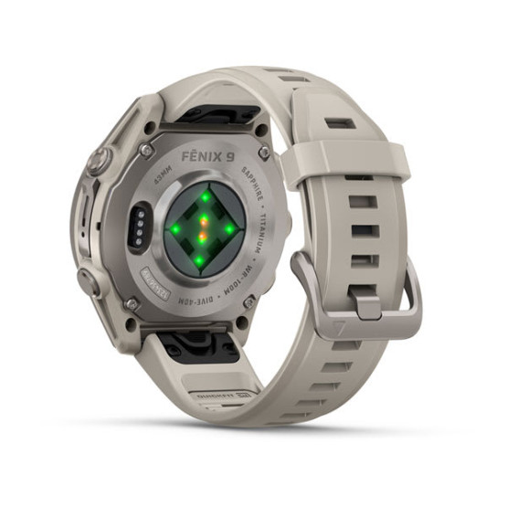 Смарт-годинник Garmin Fenix 9 43 мм AMOLED Титановий з туманно-сірим силіконовим ремінцем