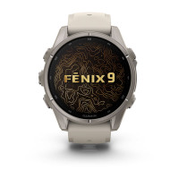 Смарт-годинник Garmin Fenix 9 43 мм AMOLED Титановий з туманно-сірим силіконовим ремінцем
