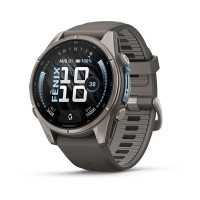 Смарт-годинник Garmin Fenix 9 43 мм AMOLED Титановий з галечно-сірим силіконовим ремінцем