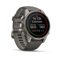 Смарт-годинник Garmin Fenix 9 43 мм AMOLED Титановий з галечно-сірим силіконовим ремінцем