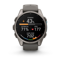 Смарт-годинник Garmin Fenix 9 43 мм AMOLED Титановий з галечно-сірим силіконовим ремінцем