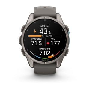 Смарт-годинник Garmin Fenix 9 43 мм AMOLED Титановий з галечно-сірим силіконовим ремінцем
