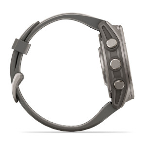 Смарт-годинник Garmin Fenix 9 43 мм AMOLED Титановий з галечно-сірим силіконовим ремінцем