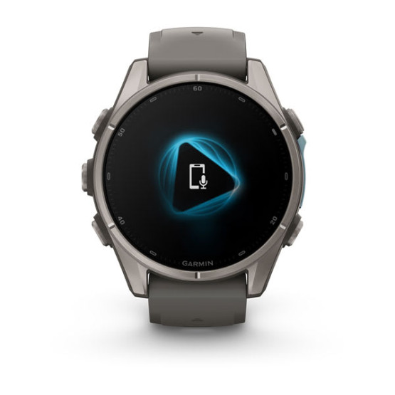Смарт-годинник Garmin Fenix 9 43 мм AMOLED Титановий з галечно-сірим силіконовим ремінцем