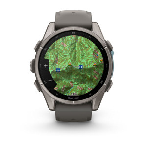 Смарт-годинник Garmin Fenix 9 43 мм AMOLED Титановий з галечно-сірим силіконовим ремінцем