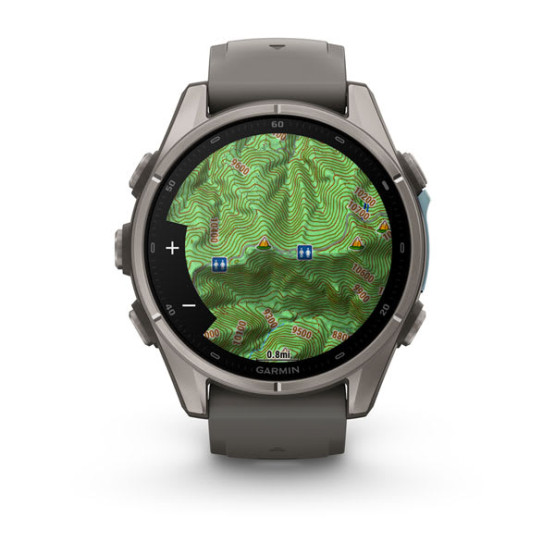 Смарт-годинник Garmin Fenix 9 43 мм AMOLED Титановий з галечно-сірим силіконовим ремінцем