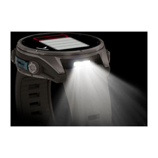 Смарт-годинник Garmin Fenix 9 43 мм AMOLED Титановий з галечно-сірим силіконовим ремінцем