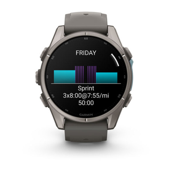 Смарт-годинник Garmin Fenix 9 43 мм AMOLED Титановий з галечно-сірим силіконовим ремінцем