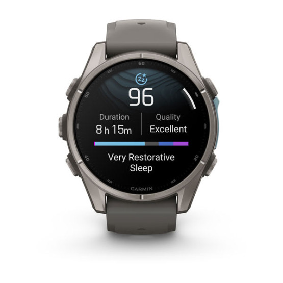 Смарт-годинник Garmin Fenix 9 43 мм AMOLED Титановий з галечно-сірим силіконовим ремінцем