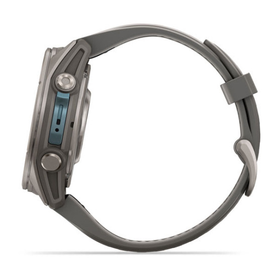 Смарт-годинник Garmin Fenix 9 43 мм AMOLED Титановий з галечно-сірим силіконовим ремінцем