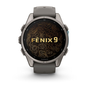 Смарт-годинник Garmin Fenix 9 43 мм AMOLED Титановий з галечно-сірим силіконовим ремінцем