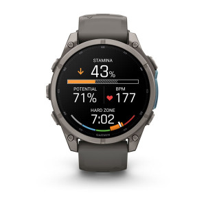 Смарт-годинник Garmin Fenix 9 47 мм AMOLED Титановий з галечно-сірим силіконовим ремінцем
