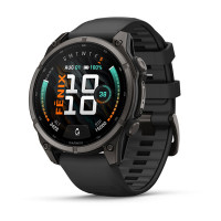 Смарт-годинник Garmin Fenix 9 47 мм AMOLED Карбоново-сірий DLC титан з чорним силіконовим ремінцем