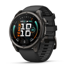 Смарт-годинник Garmin Fenix 9 47 мм AMOLED Карбоново-сірий DLC титан з чорним силіконовим ремінцем
