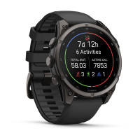 Смарт-годинник Garmin Fenix 9 47 мм AMOLED Карбоново-сірий DLC титан з чорним силіконовим ремінцем