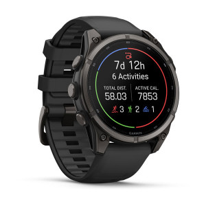 Смарт-годинник Garmin Fenix 9 47 мм AMOLED Карбоново-сірий DLC титан з чорним силіконовим ремінцем