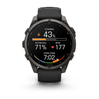Смарт-годинник Garmin Fenix 9 47 мм AMOLED Карбоново-сірий DLC титан з чорним силіконовим ремінцем