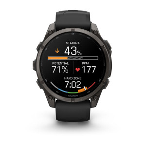Смарт-годинник Garmin Fenix 9 47 мм AMOLED Карбоново-сірий DLC титан з чорним силіконовим ремінцем