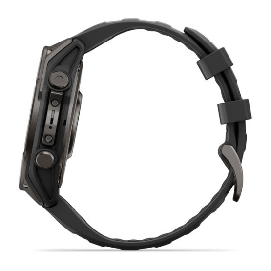 Смарт-годинник Garmin Fenix 9 47 мм AMOLED Карбоново-сірий DLC титан з чорним силіконовим ремінцем