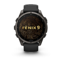 Смарт-годинник Garmin Fenix 9 47 мм AMOLED Карбоново-сірий DLC титан з чорним силіконовим ремінцем