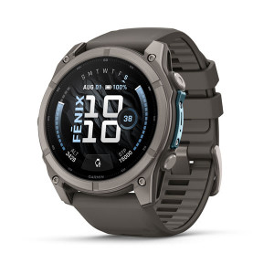 Смарт-годинник Garmin Fenix 9 51 мм AMOLED Титановий з галечно-сірим силіконовим ремінцем